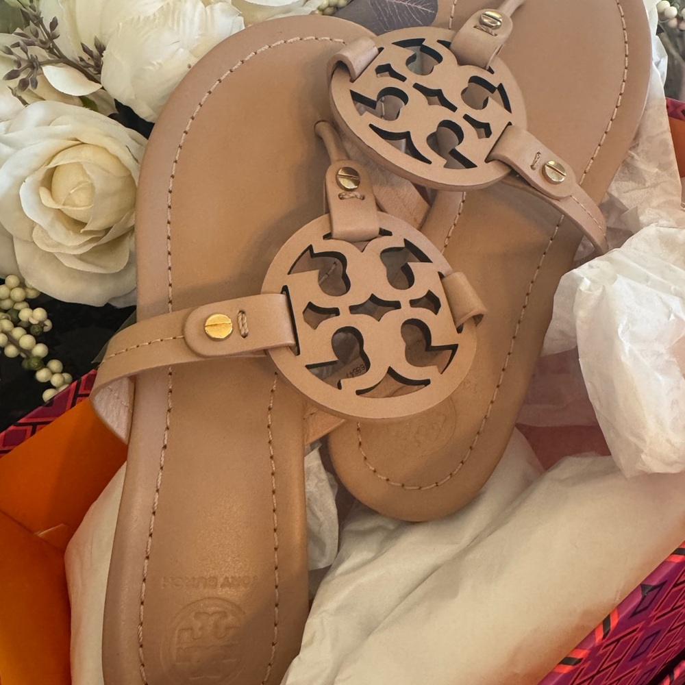 Brand New Torrey Burch Miller Calf Leather Sandals